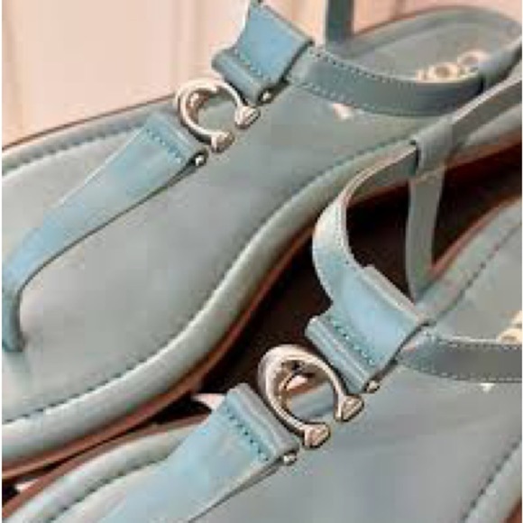 Coach Blue T-Strap Sandals with Metallic Detail - Picture 5 of 10